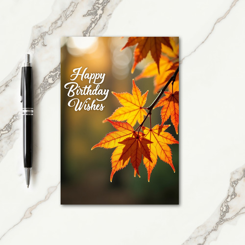 Golden Foliage Birthday Card