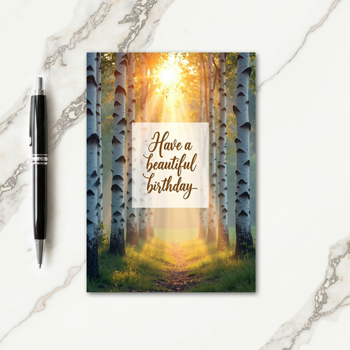 Golden Forest Path Birthday Card