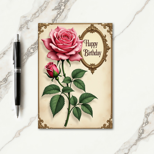 Golden Frame Birthday Card