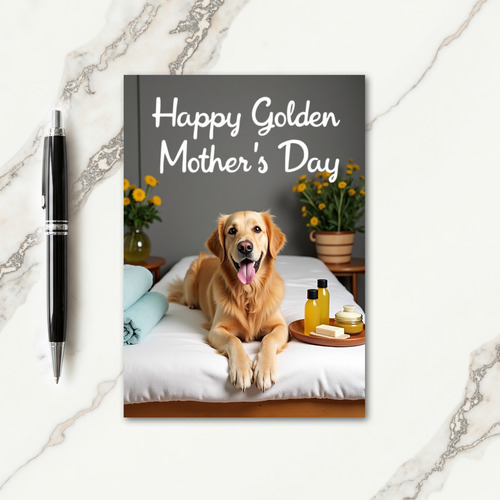 Golden Fur Mother Day Spa Scene Card