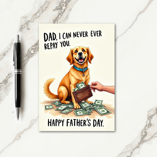 Golden Furry Fathers Day Card