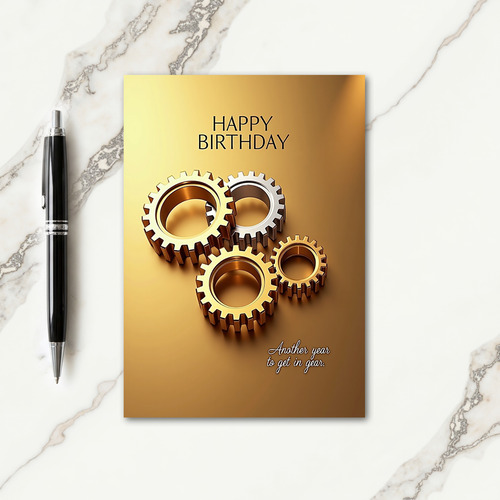 Golden Gears Birthday Card