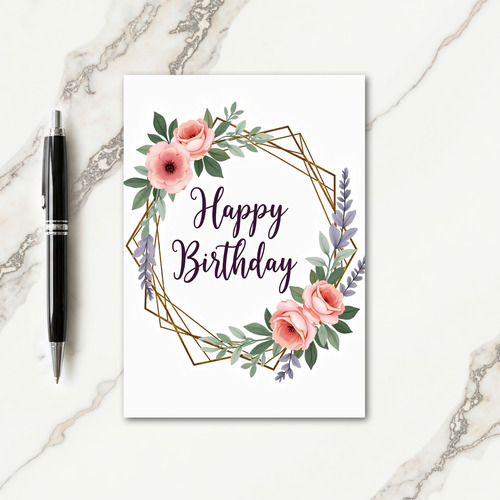 Golden Geometric Birthday Card