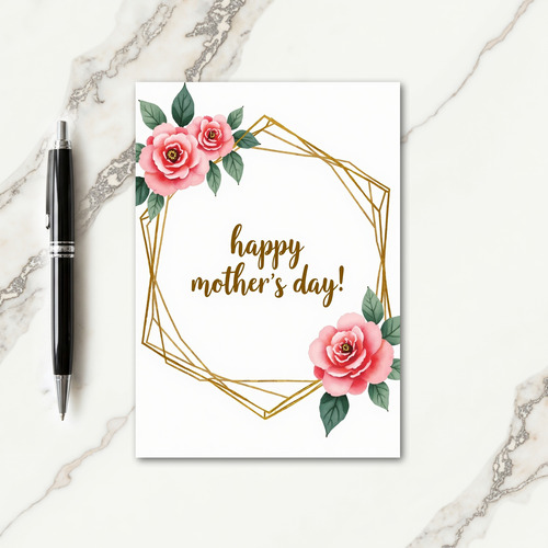 Golden Geometric Floral Card