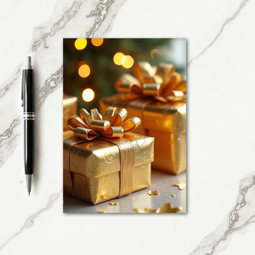 Golden Gift Christmas Card