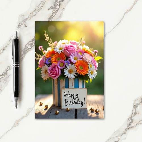 Golden Glow Floral Birthday Card