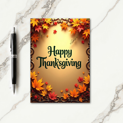 Golden Glow Thanksgiving Wishes Card