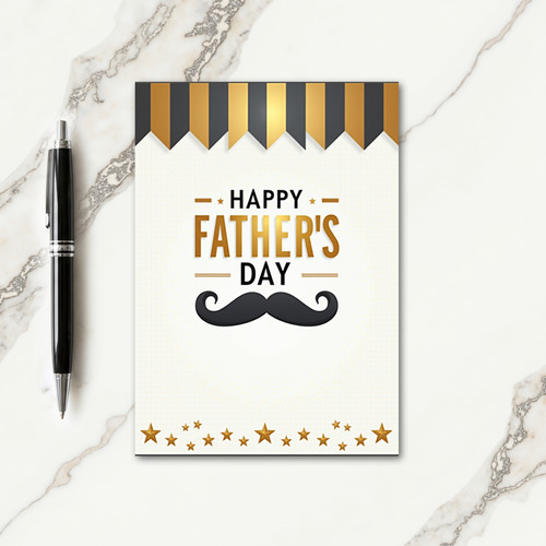 Golden Happy Fathers Day Banner Card