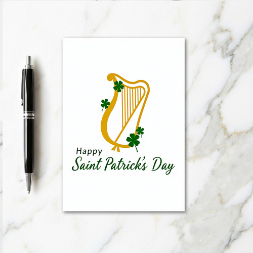 Golden Harp Shamrock Pattern Card