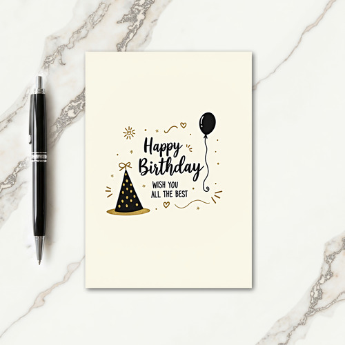 Golden Hat Birthday Wish Card