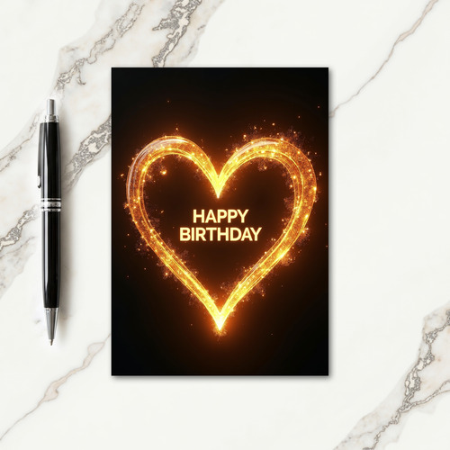 Golden Heart Birthday Card
