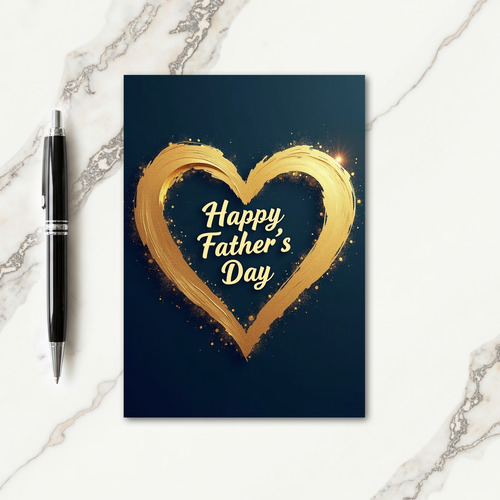 Golden Heart Fathers Day Card