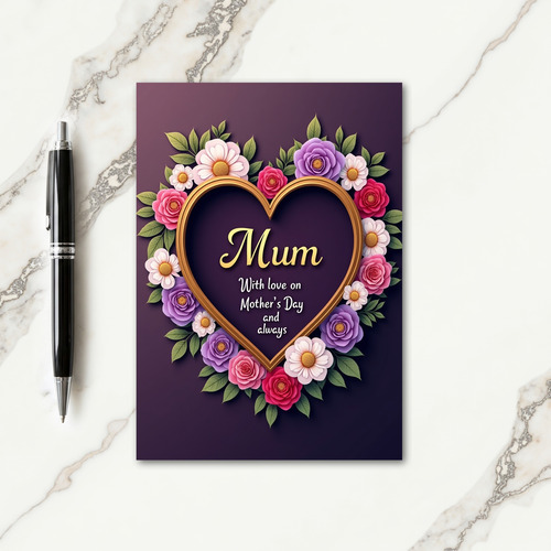 Golden Heart Flowers Love Card