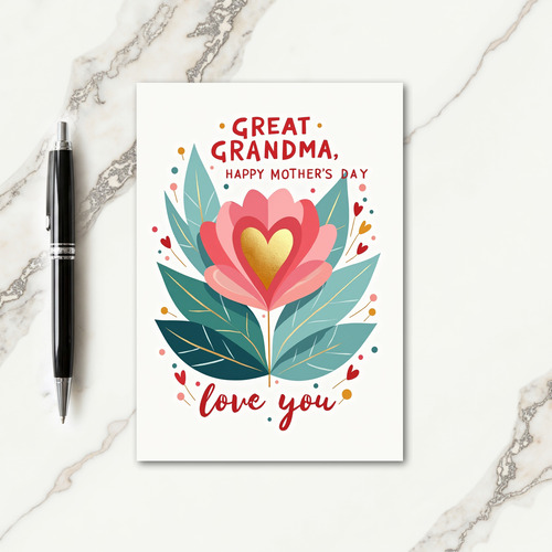 Golden Heart Mothers Day Love Card