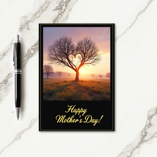 Golden Heart Tree Mothers Day Card