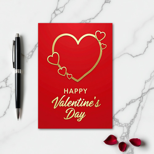 Golden Heart Valentines Day Card