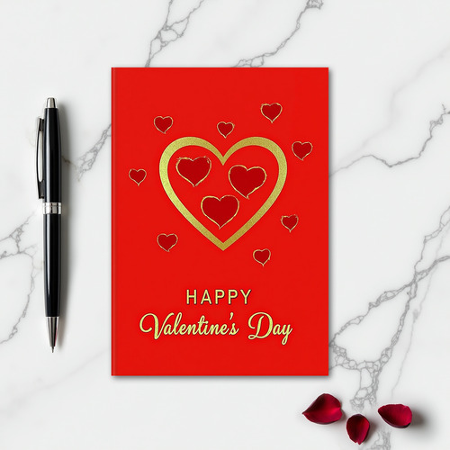 Golden Hearts Valentines Day Card