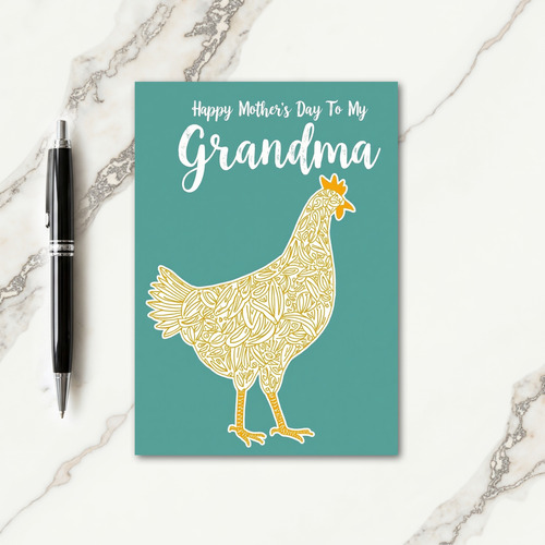 Golden Hen Grandmas Day Card