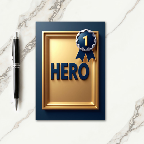 Golden Hero Fathers Day Plaque Card