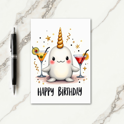 Golden Horn Birthday Card