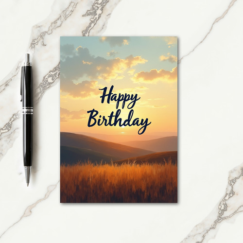 Golden Landscape Birthday Card