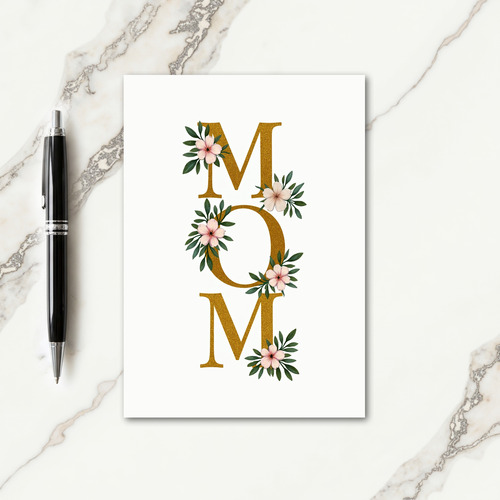 Golden Letters Floral Art Card