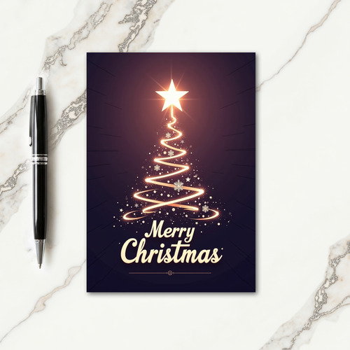 Golden Light Tree Christmas Card