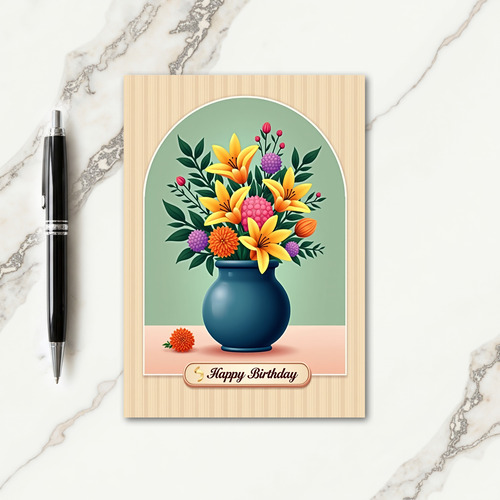 Golden Lilies Birthday Card