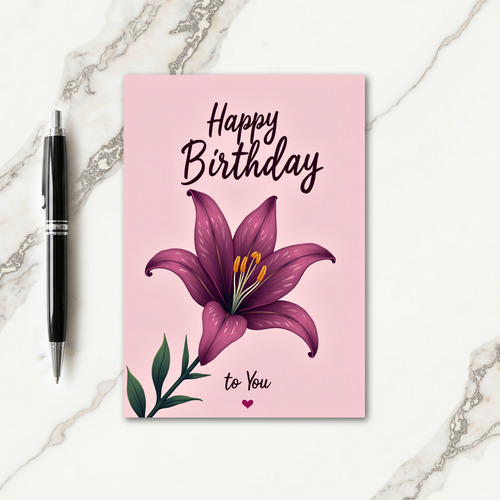 Golden Lily Birthday Card