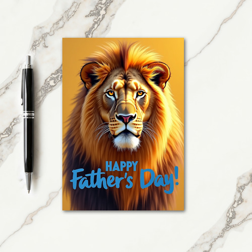 Golden Lion Happy Fathers Day Card