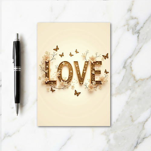 Golden Love Floral Art Card