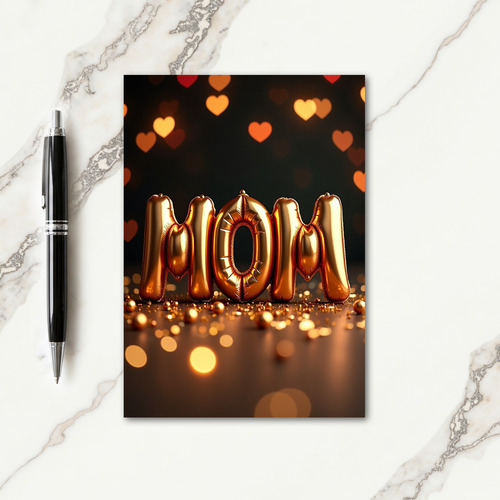 Golden Mom Balloon Letter Card