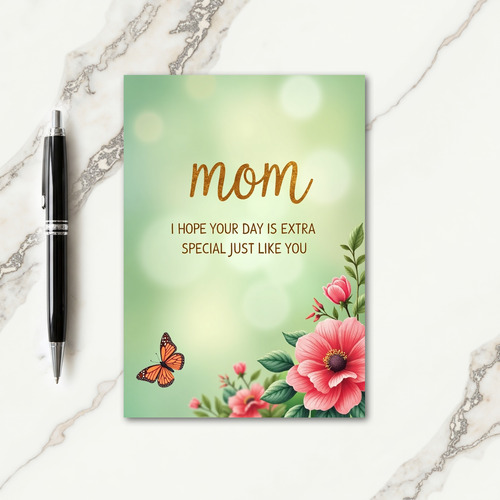 Golden Mom Floral Illustration Card