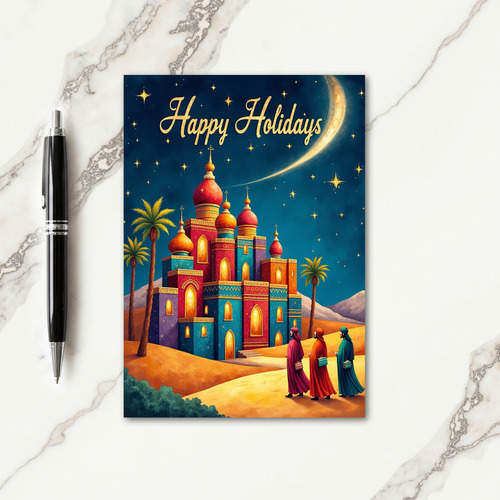 Golden Moon Christmas Card