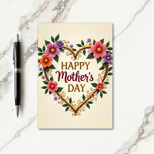 Golden Mothers Day Heart Card