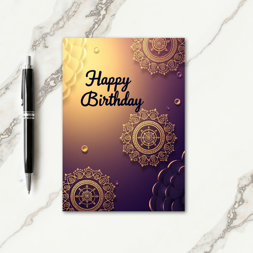 Golden Motif Birthday Card