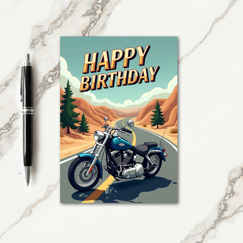 Golden Motorcycle Birthday Card