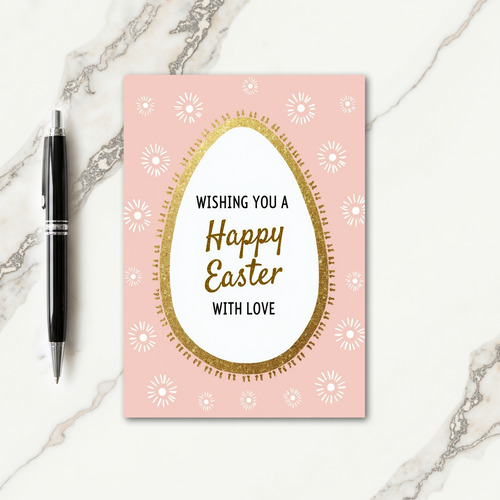 Golden Oval Easter Wishes Card