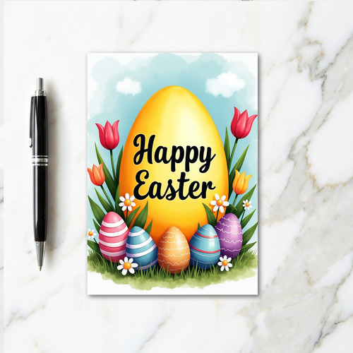 Golden Ovoid Floral Spring Card