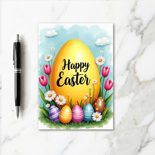 Golden Ovoid Happy Easter Card
