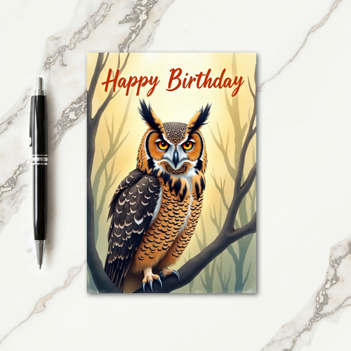 Golden Owl Birthday Card