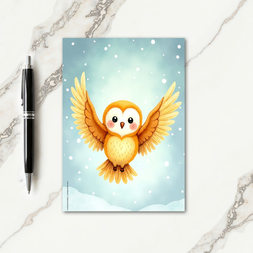 Golden Owl Christmas Card
