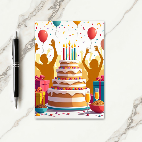 Golden Party Cake Card