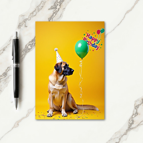 Golden Party Dog Birthday Card