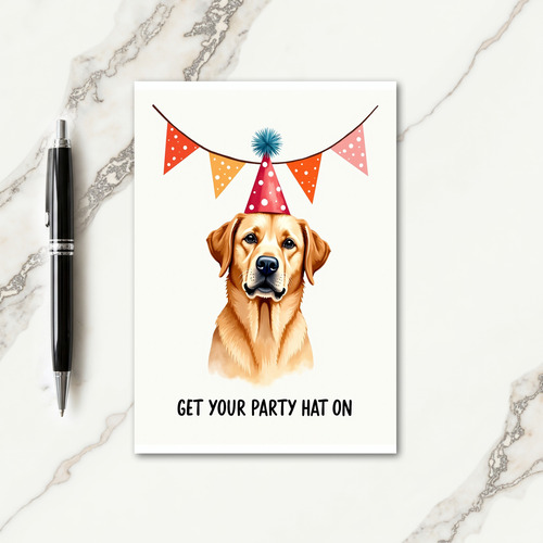 Golden Pet Birthday Party Card