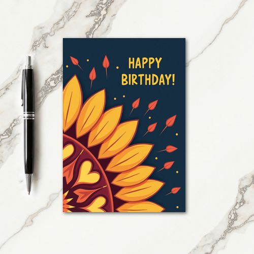 Golden Petal Birthday Card