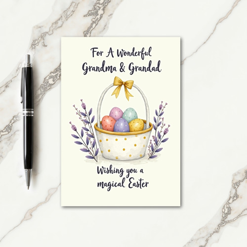 Golden Polka Dot Basket Card