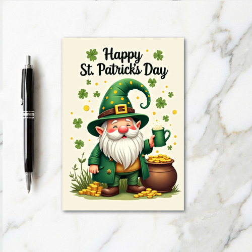 Golden Polka Dot Leprechaun Card