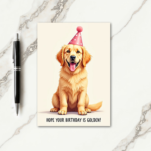 Golden Pup Birthday Card