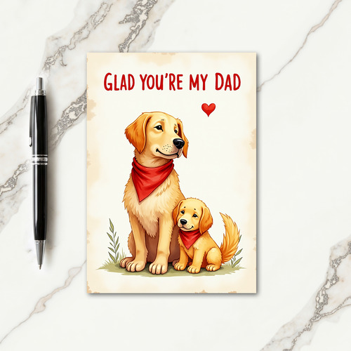 Golden Pup Fathers Day Card